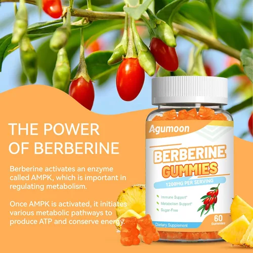 Vista 3 de Gomitas de berberina de 1200 mg, suplemento de berberina de alta potencia con canela de Ceilán para el sistema inmunológico y el metabolismo, sin
