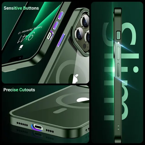 Vista 6 de Funda magnética para iPhone 13 Pro Max, [compatible con MagSafe] [no amarillenta] delgada y delgada a prueba de golpes, funda protectora para iPhone
