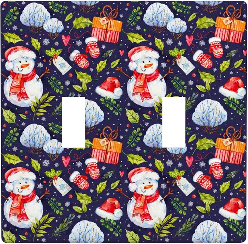 Vista 72 de Cubierta de interruptor de luz dúplex de 1 banda, cubierta decorativa de Navidad con copos de nieve rojos, placa frontal decorativa para cocina