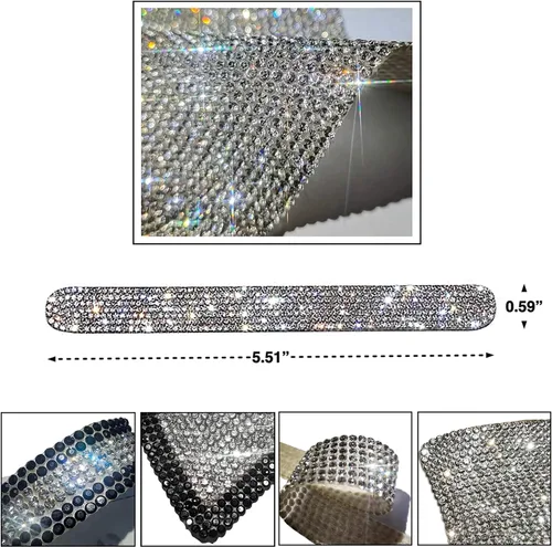 Vista 6 de CB - Calcomanías brillantes de diamantes de imitación para automóvil, decoración de lujo, universal para manija de puerta, espejo retrovisor