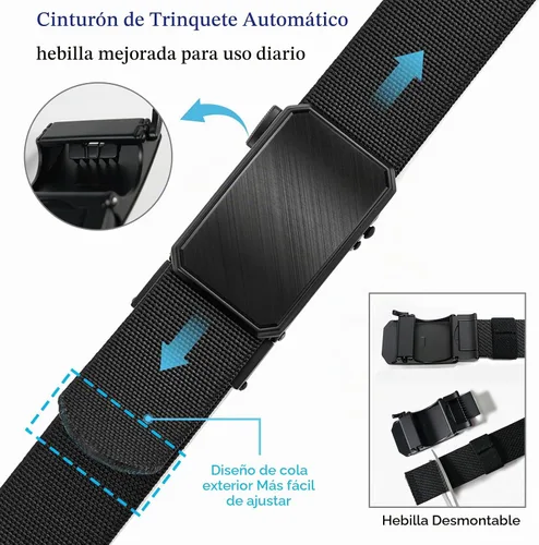 Vista 3 de LionVII Cinturón para hombre con trinquete elástico, cinturón elástico para el trabajo con hebilla automática para hombres, 1 3/8" ajustable