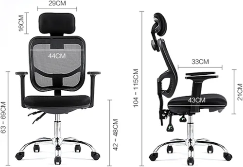 Vista 2 de Ergonomic Office Chair, Comfortable Swivel Chair with Mesh Fabric, Adjustable Backrest, High Back Computer Chair with Lumbar Support