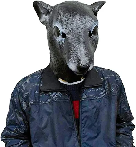 Vista 5 de Máscara de látex realista de cabeza de ratón de látex, disfraz de Halloween, rattus, rattus, rata, fiesta, adulto, ratón gigante, negro, Negro