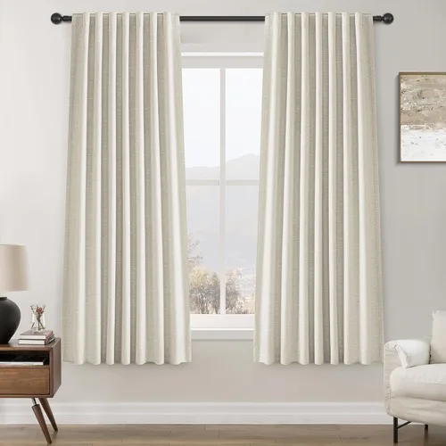 Vista 72 de Cortinas opacas de 54 pulgadas de largo para dormitorio, sala de estar, cortinas beige con aislamiento térmico, oscurecimiento de la habitación