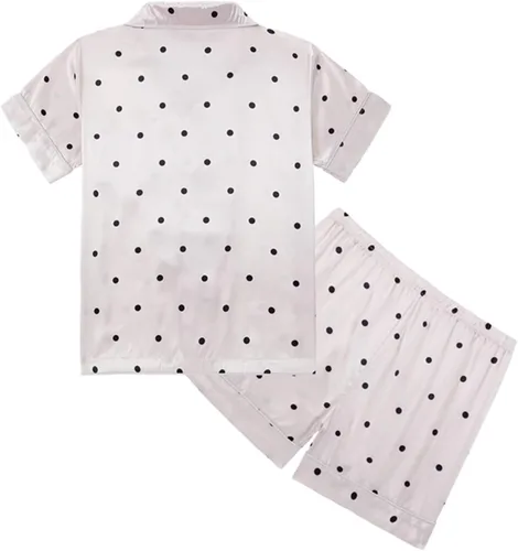 Vista 3 de TBUIALL Pijamas para bebés y niñas de primavera y verano con estampado de dibujos animados y pantalones cortos de manga corta con purpurina