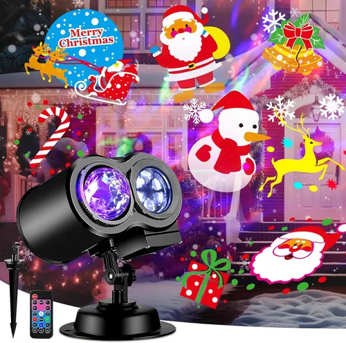 Vista 7 de Luces de proyector de decoraciones de Halloween más brillantes, proyectores navideños actualizados 2026, proyector de Navidad con 19 diapositivas