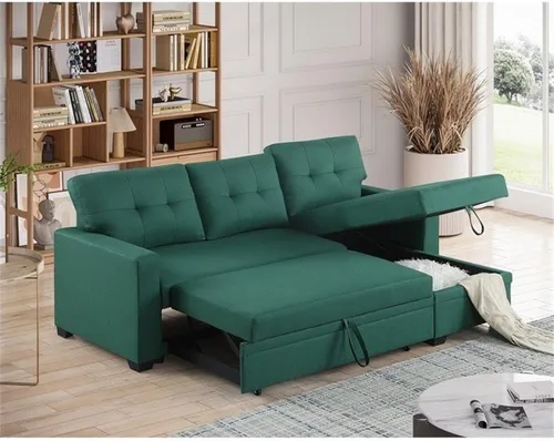 Vista 6 de Devion Furniture Tela de poliéster en forma de L reversible, fácil de convertible extraíble, sofá seccional/diván de almacenamiento con cojines