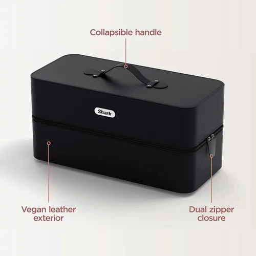 Vista 6 de Shark XHD400SAC FlexStyle Air Styling & Drying System Estuche de almacenamiento, funda de viaje de cuero vegano, negro, 1 unidad (paquete de 2)