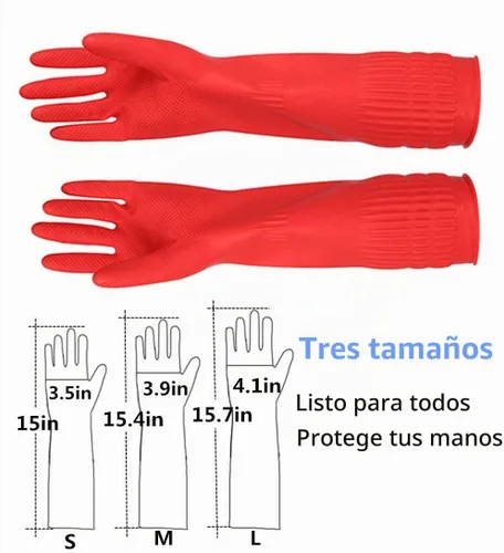 Vista 2 de Guantes de limpieza de goma para cocina, guantes de lavavajillas, 3 pares, impermeables y reutilizables (pequeño)