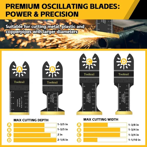 Vista 9 de 50 piezas de cuchillas oscilantes para metal, kits de cuchillas multiherramienta universales para metal, clavos de madera y plástico, cuchillas