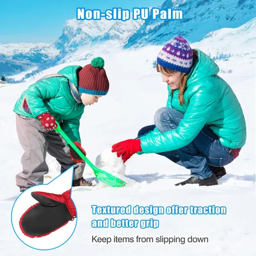Vista 4 de MoKo Manoplas de esquí para niños, guantes de esquí aislados impermeables para niñas y niños, guantes de nieve de invierno para niños