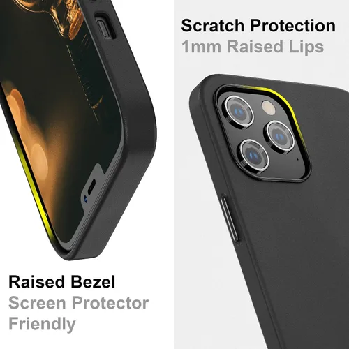 Vista 4 de SURPHY Funda diseñada para iPhone 12 Pro Max de 6.7 pulgadas, piel sintética de alta calidad (con botones metálicos y forro de microfibra)