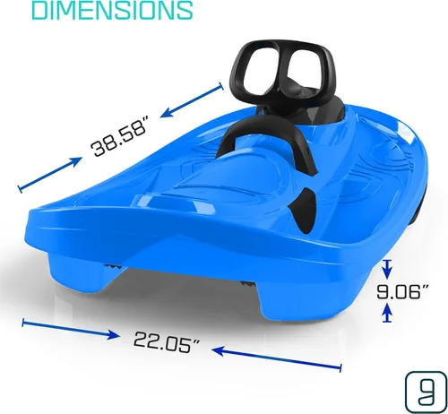 Vista 4 de Trineo de nieve para niños y adultos - Trineo de trineo, rueda de dirección de giro fácil, asiento antideslizante, freno de tracción, trineos
