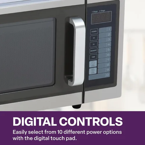 Vista 3 de A-to-Z Supply Microondas comerciales con control digital de almohadilla táctil, interior de 1 pie cúbico, acero inoxidable, 1000 vatios, aprobado