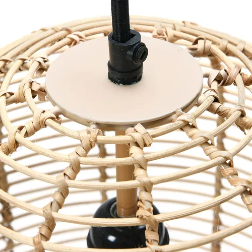 Vista 5 de Creative Co-Op Lámpara de techo moderna de ratán tejida a mano, estilo bohemio, natural
