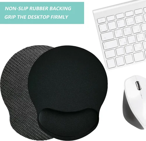 Vista 4 de Alfombrilla de mouse con soporte de muñeca, alfombrilla de mouse ergonómica con cojín de espuma viscoelástica para reposamuñecas, base de goma