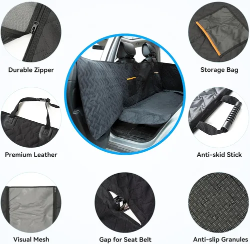 Vista 5 de Funda de asiento de automóvil para perro de alta calidad, resistente a los arañazos, protector de puerta de automóvil para perros, protección