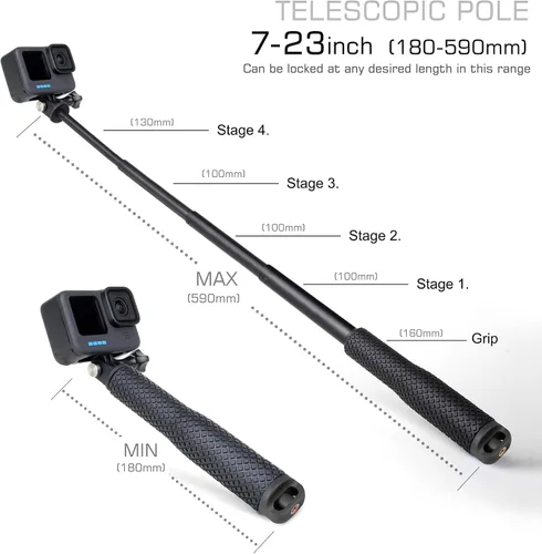 Vista 2 de GEPULY Agarre de mano bajo el agua para GoPro/DJI/Insta360/AKASO Negro