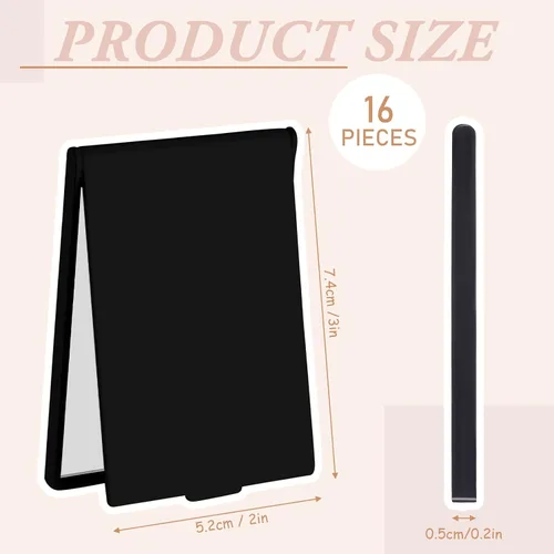 Vista 2 de Queekay 16 piezas de 2 x 3 x 0.2 pulgadas, pequeño espejo plegable de maquillaje a granel, portátil, plegable, rectangular, compacto, de pie, espejo