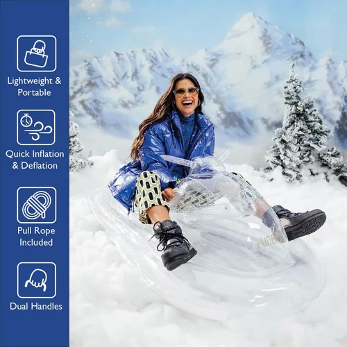 Vista 6 de FUNBOY Moto de nieve inflable Winter Fun individual, transparente