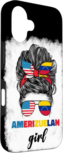 Vista 3 de iPhone 16 Half American And Venezuelan USA Venezuela Flag Girl Funda para mujer