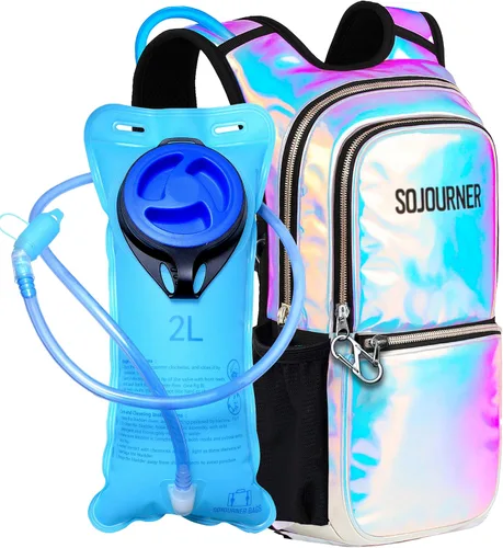 Vista 13 de SoJourner Bags, Rave Hydration Pack - Bolsa de agua de 2L incluida, para festivales, raves, senderismo, ciclismo, fiestas, escalada, carrera y más