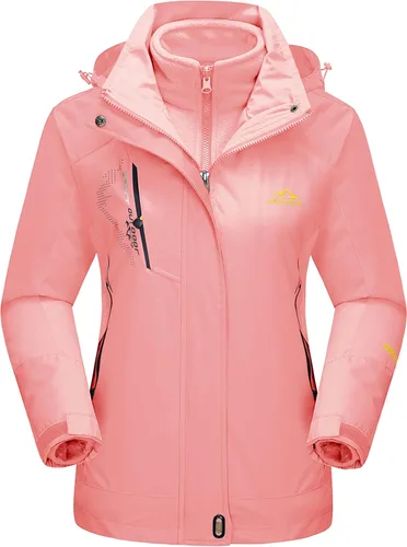Vista 17 de MAGCOMSEN - Abrigos de invierno 3 en 1 para mujer, chaqueta de esquí impermeable, cortavientos, con forro polar, parka