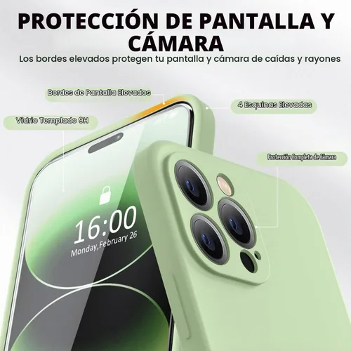 Vista 2 de BossKiss Funda compatible con iPhone 14 Pro Max, silicona mejorada [protección de cámara] [2 protectores de pantalla 9H], forro de microfibra suave