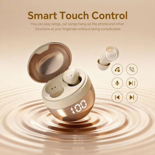 Vista 5 de Yihou Audífonos invisibles pequeños para dormir, inalámbricos, Bluetooth, cómodos, pequeños, pequeños, de perfil bajo, micro discretos, ocultos