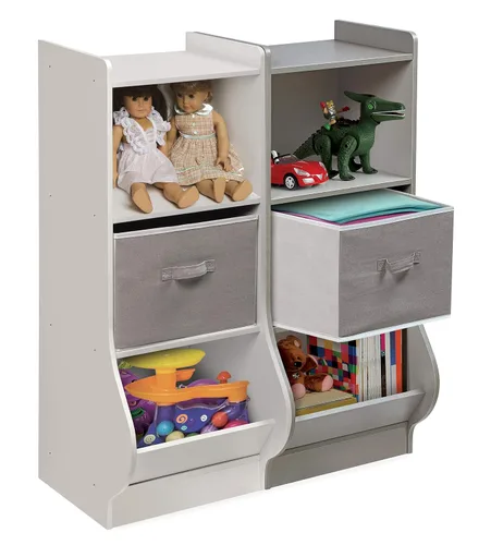 Vista 8 de Badger Basket Rincón de almacenamiento vertical para niños y libros con cesta de tela reversible, color blanco