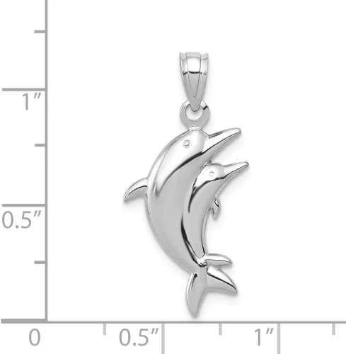 Vista 4 de Colgante de oro blanco de 14 k con delfines, Metal