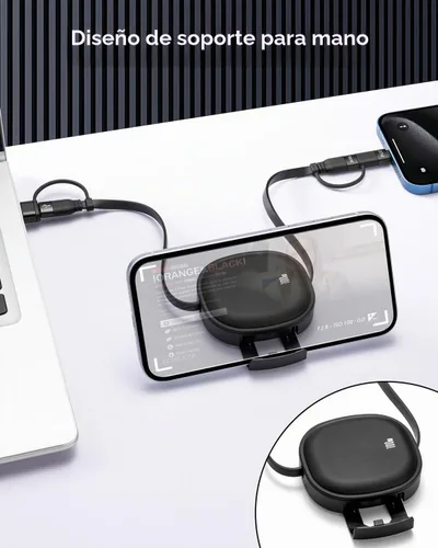 Vista 7 de Cable USB Tipo C Retráctil 5 en 1 de 100W, Paquete de 2 Cables de Carga Múltiple 5A Cable de Carga Rápida Cable USBC con USB A+C a L/C Accesorios