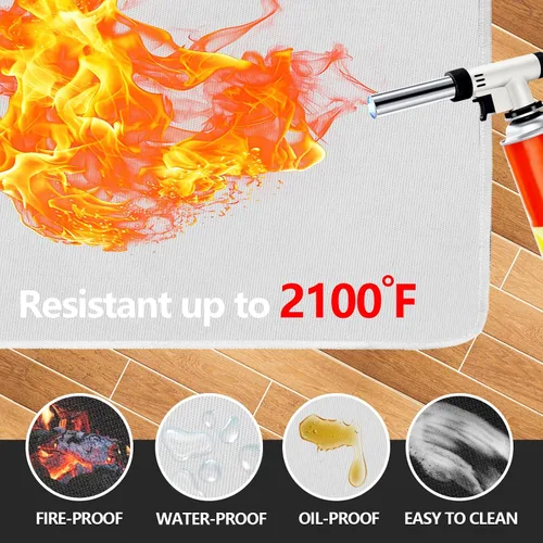 Vista 2 de Tapetes resistentes al calor para encimera, tapete ignífugo para freidora de aire de 16 x 24 pulgadas, tapetes para parrilla al aire libre