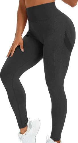 Vista 2 de JGS1996 Leggings con levantamiento de glúteos para mujer, cintura alta, para entrenamiento, sin costuras, pantalones de yoga con levantamiento