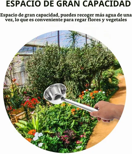 Vista 6 de Yardwe Cucharón de agua de mango largo de 18 pulgadas de acero inoxidable para cocina y jardinería, cuenco profundo, regadera para el hogar