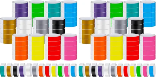 Vista 24 de Epakh 600 muñequeras de papel neón, colores surtidos Pulseras impermeables para fiestas de eventos, banda adhesiva para control de entrada