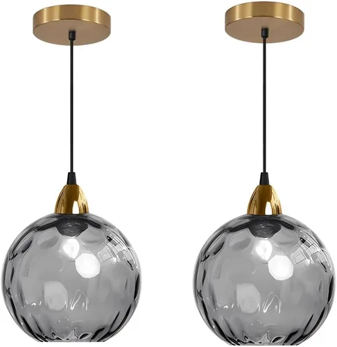 Vista 15 de BOKT Moderna Lámpara Colgante de Vidrio Azul Accesorio de Luz Latón Cepillado Dorado Globo Iluminación Colgante 1 Luz Bola Grande Redonda Lámpara