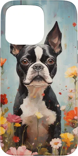 Vista 31 de Boston Terrier in Flower Garden Dog Art Lovers Design Case for iPhone 17