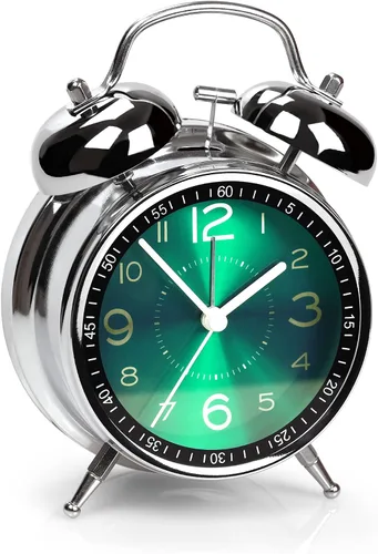 Vista 12 de AYRELY® Reloj despertador de campana doble súper fuerte para adultos de sueño pesado, 4 pulgadas, retro, silencioso, sin tictac, con luz nocturna