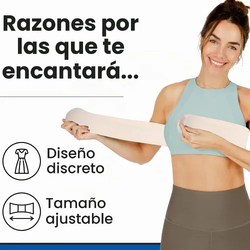 Vista 5 de Banda de aumento de senos post operacional Soporte de pecho de implante de mama para mujer Cinturón de sujetador poscirugía de compresión Beige
