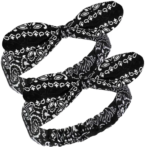 Vista 14 de Hicarer 2 diademas tipo bandana para mujeres y niñas, rojo, blanco
