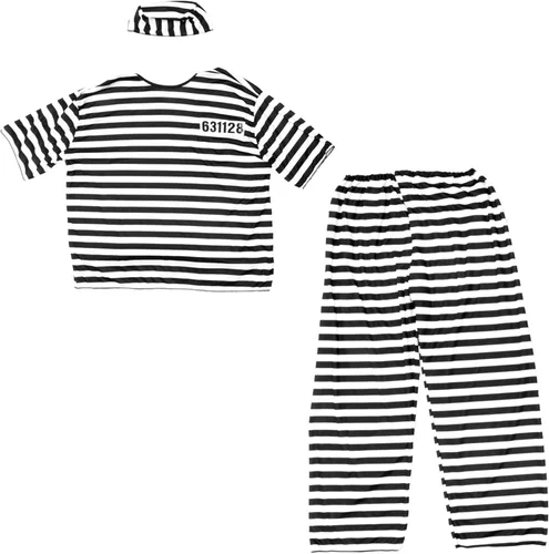 Vista 4 de Conniving Convict Mens Halloween Costume - Orange Prisoner Jumpsuit