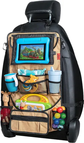 Vista 12 de Organizador para asiento trasero de coche Lusso Gear - Alfombrilla protectora contra los pies de los niños - 12 bolsillos grandes de almacenamiento