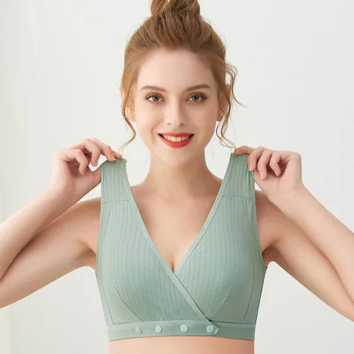 Vista 2 de Lencería cómoda para mujer, transpirable, con hebilla frontal, estilo chaleco que reúne la lactancia materna, brasier para embarazadas