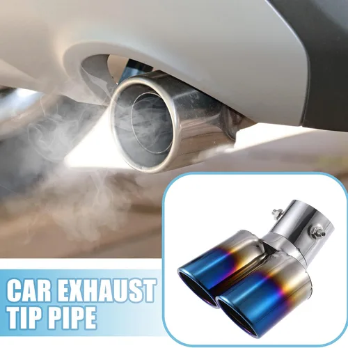 Vista 2 de Tubo de doble punta de escape para automóvil, doble salida, diámetro aplicable, 2.4 pulgadas, tubo de escape universal, punta de silenciador, tubo
