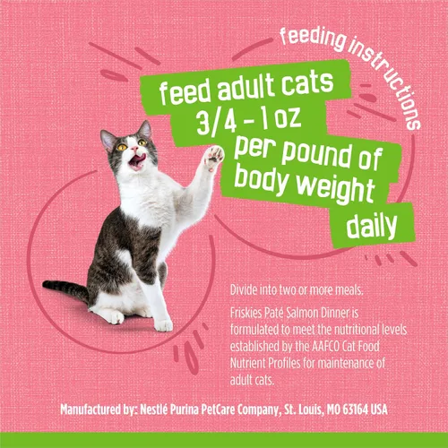 Vista 8 de Purina Friskies - Paté de comida húmeda para gatos, cena de salmón en paté (paquete de 24) latas de 5.5 onzas