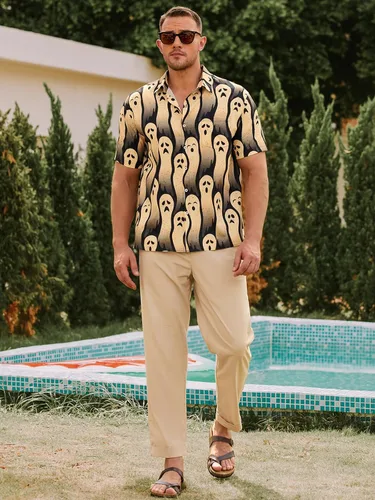 Vista 6 de Hardaddy Camisa hawaiana para hombre, manga corta, divertida, estampada, casual, con botones, Aloha