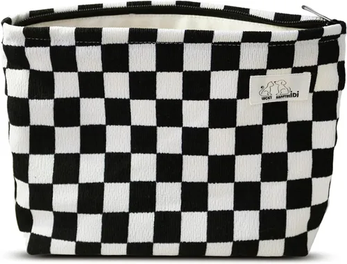 Vista 18 de HAPPYHEIDI Bolsa de maquillaje grande bolsa de cosméticos de viaje, bordado Teabreak Negro Floral