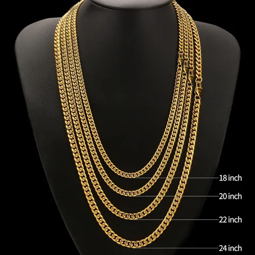 Vista 6 de SytsLNKXXX Collar de cadena cubana Miami para hombres y mujeres, acero inoxidable 316L de 40.236in de ancho, 18"20"22"24" de largo, joyería de hip