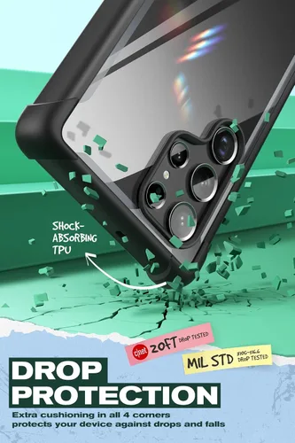 Vista 3 de i-Blason Funda transparente para Samsung Galaxy S22 Ultra (6.8 pulgadas) 5G, funda protectora robusta [Ares] sin protector de pantalla integrado